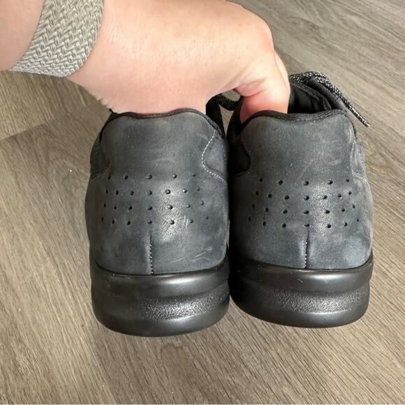 SAS Walk Easy Lace Up Walking Shoe Slim Nubuck Leather in Charcoal Gray Nero 7.5 - Picture 6 of 10